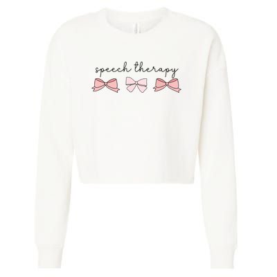 Speech Therapy Pinks Bows Coquette Slp Speech Pathology Cropped Pullover Crew