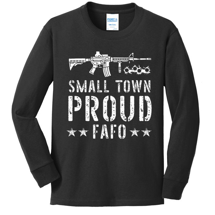 Small Town Proud FAFO Vintage Kids Long Sleeve Shirt