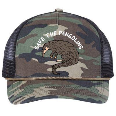 Save The Pangolins Gift Wildlife Conservation Gift Retro Rope Trucker Hat Cap