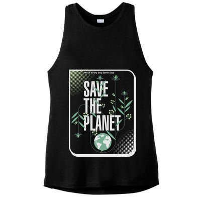 Save The Planet Make Every Day Earth Day Ladies PosiCharge Tri-Blend Wicking Tank