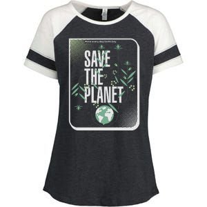 Save The Planet Make Every Day Earth Day Enza Ladies Jersey Colorblock Tee