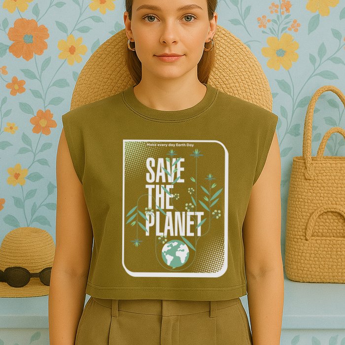 Save The Planet Make Every Day Earth Day Garment-Dyed Women's Muscle Tee
