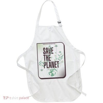 Save The Planet Make Every Day Earth Day Full-Length Apron With Pockets