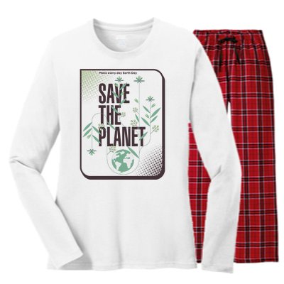 Save The Planet Make Every Day Earth Day Women's Long Sleeve Flannel Pajama Set 