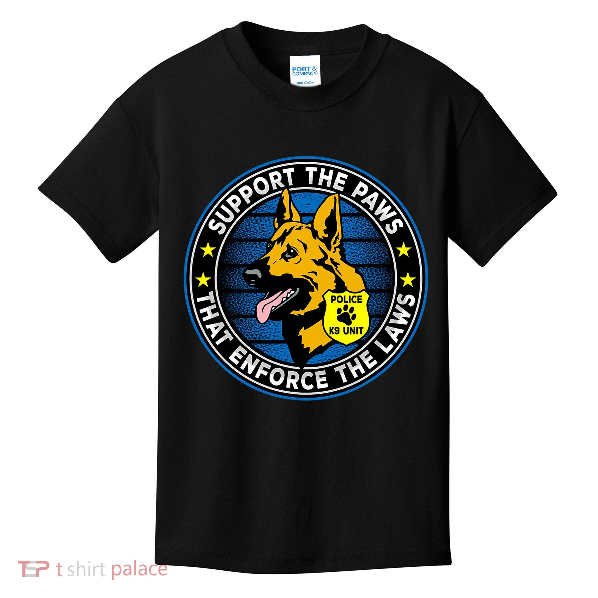 Support The Paws That Enforce The Laws Police K9 Dog Kids T-Shirt