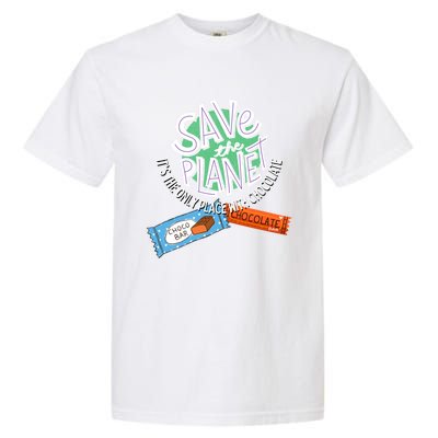 Save The Planet On Earth Day Loves Sweet Chocolate Candy Bar Cool Gift Garment-Dyed Heavyweight T-Shirt