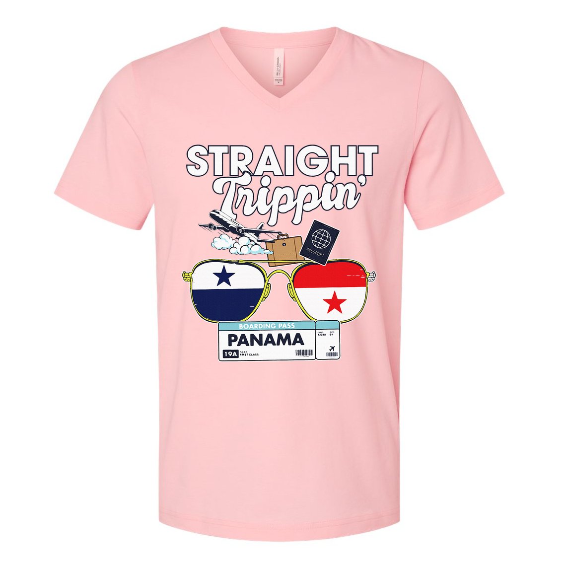 Straight Trippin Panama Vacation Travel Trip Matching V-Neck T-Shirt