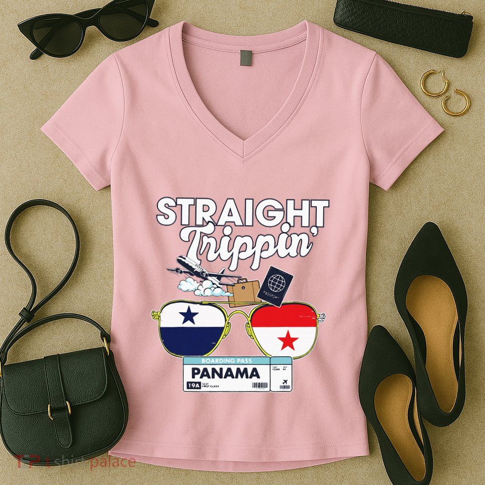 Straight Trippin Panama Vacation Travel Trip Matching Women's V-Neck T-Shirt