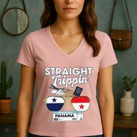 Straight Trippin Panama Vacation Travel Trip Matching Women's V-Neck T-Shirt