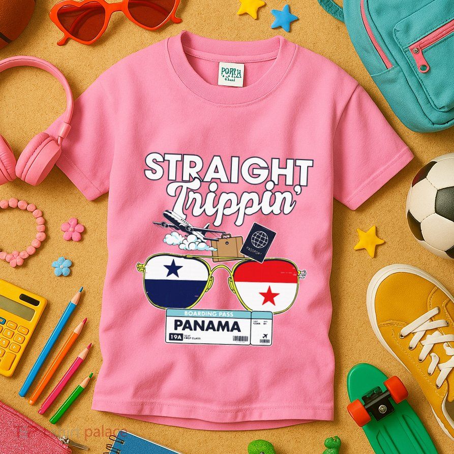 Straight Trippin Panama Vacation Travel Trip Matching Kids T-Shirt