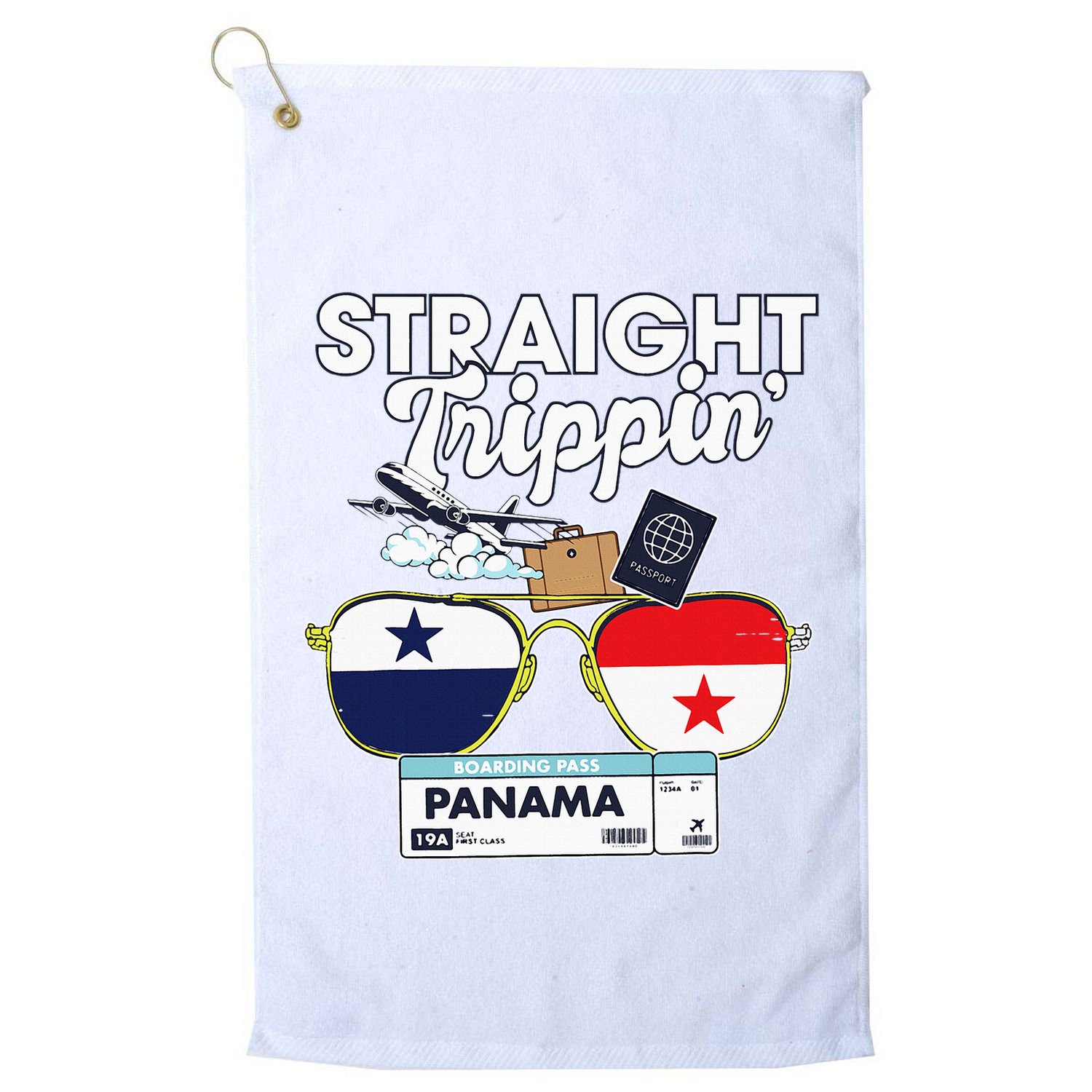 Straight Trippin Panama Vacation Travel Trip Matching Golf Towel