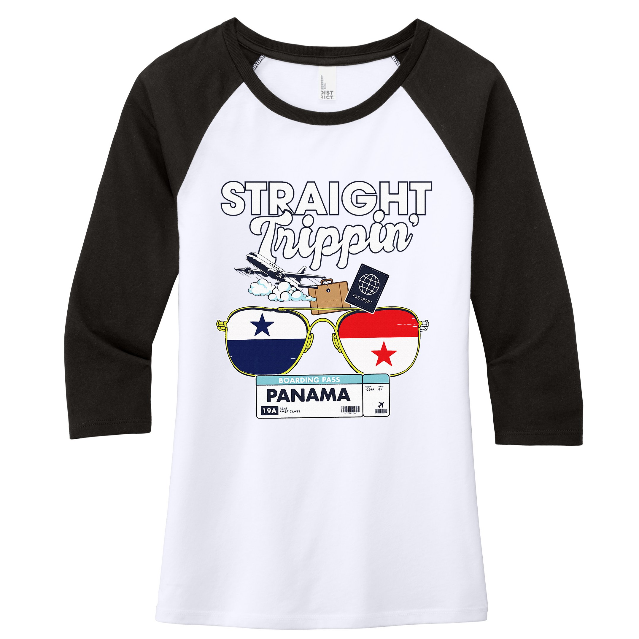 Straight Trippin Panama Vacation Travel Trip Matching Women's Tri-Blend 3/4-Sleeve Raglan Shirt