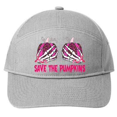 Save The Pumpkins Leopard Skeleton Breast Cancer Awareness 7-Panel Snapback Hat