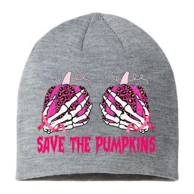 Save The Pumpkins Leopard Skeleton Breast Cancer Awareness Sustainable Beanie