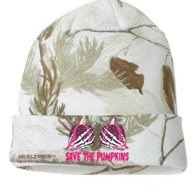 Save The Pumpkins Leopard Skeleton Breast Cancer Awareness Kati Licensed 12" Camo Beanie