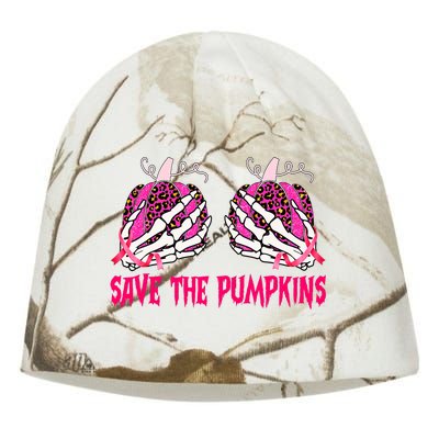 Save The Pumpkins Leopard Skeleton Breast Cancer Awareness Kati - Camo Knit Beanie