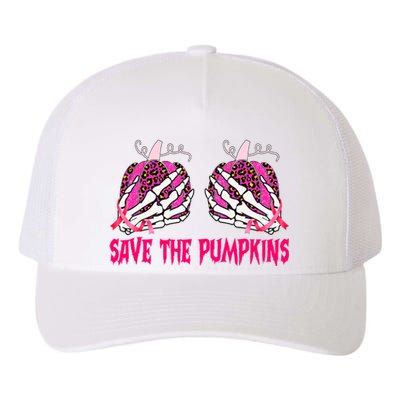 Save The Pumpkins Leopard Skeleton Breast Cancer Awareness Yupoong Adult 5-Panel Trucker Hat