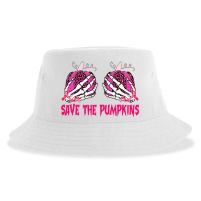 Save The Pumpkins Leopard Skeleton Breast Cancer Awareness Sustainable Bucket Hat