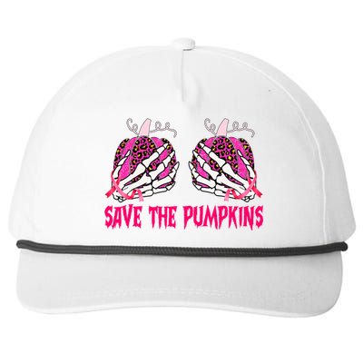 Save The Pumpkins Leopard Skeleton Breast Cancer Awareness Snapback Five-Panel Rope Hat