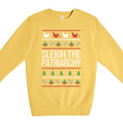 Sleigh The Patriarchy Feminist Christmas Lover Great Gift Premium Crewneck Sweatshirt