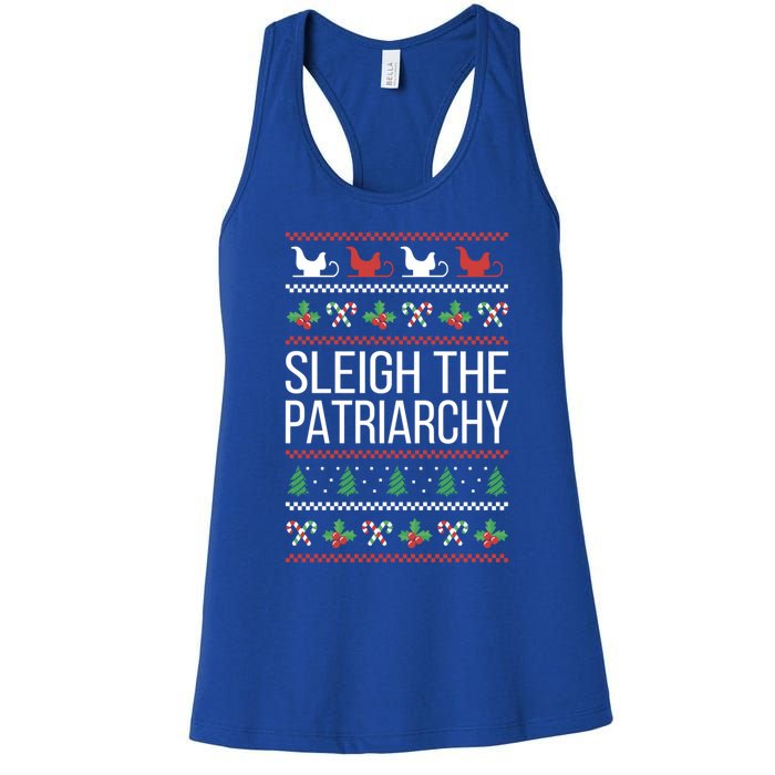 Sleigh The Patriarchy Feminist Christmas Lover Great Gift Women's Racerback Tank