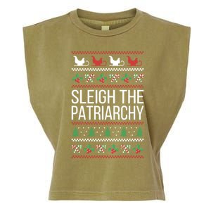 Sleigh The Patriarchy Feminist Christmas Lover Great Gift Garment-Dyed Women's Muscle Tee