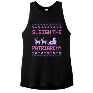 Sleigh The Patriarchy Feminist Feminism Meme Ugly Christmas Gift Ladies PosiCharge Tri-Blend Wicking Tank