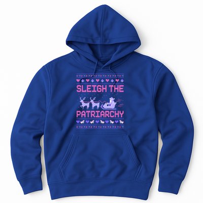 Sleigh The Patriarchy Feminist Feminism Meme Ugly Christmas Gift Hoodie