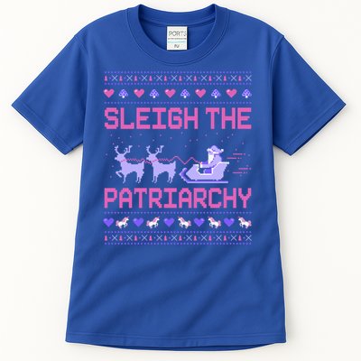 Sleigh The Patriarchy Feminist Feminism Meme Ugly Christmas Gift Tall T-Shirt