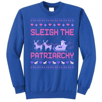 Sleigh The Patriarchy Feminist Feminism Meme Ugly Christmas Gift Tall Sweatshirt