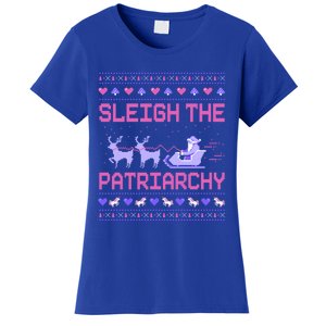 Sleigh The Patriarchy Feminist Feminism Meme Ugly Christmas Gift Women's T-Shirt