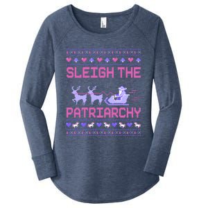 Sleigh The Patriarchy Feminist Feminism Meme Ugly Christmas Gift Women's Perfect Tri Tunic Long Sleeve Shirt