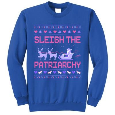 Sleigh The Patriarchy Feminist Feminism Meme Ugly Christmas Gift Sweatshirt