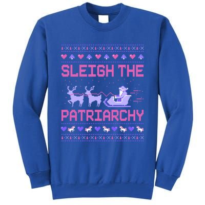 Sleigh The Patriarchy Feminist Feminism Meme Ugly Christmas Gift Tall Sweatshirt