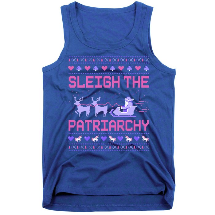 Sleigh The Patriarchy Feminist Feminism Meme Ugly Christmas Gift Tank Top