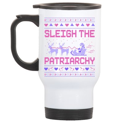 Sleigh The Patriarchy Feminist Feminism Meme Ugly Christmas Gift Stainless Steel Travel Mug