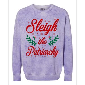 Sleigh The Patriarchy Feminist Ugly Christmas Meme Holiday Cute Gift Colorblast Crewneck Sweatshirt