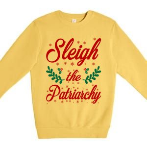 Sleigh The Patriarchy Feminist Ugly Christmas Meme Holiday Cute Gift Premium Crewneck Sweatshirt