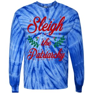 Sleigh The Patriarchy Feminist Ugly Christmas Meme Holiday Cute Gift Tie-Dye Long Sleeve Shirt