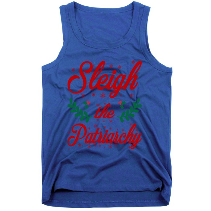 Sleigh The Patriarchy Feminist Ugly Christmas Meme Holiday Cute Gift Tank Top