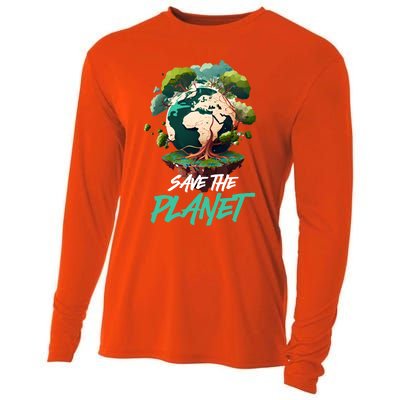 Save The Planet Mother Earth Environtal Care Awareness Gift Cooling Performance Long Sleeve Crew