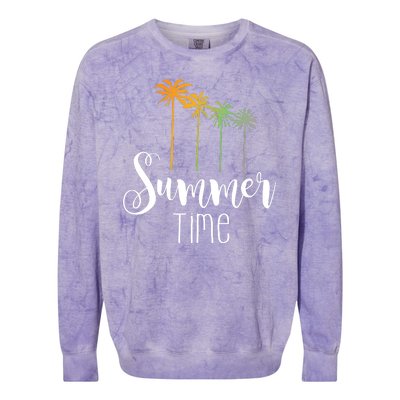 Summer Time Palm Tree Colorblast Crewneck Sweatshirt