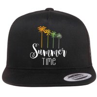 Summer Time Palm Tree Flat Bill Trucker Hat