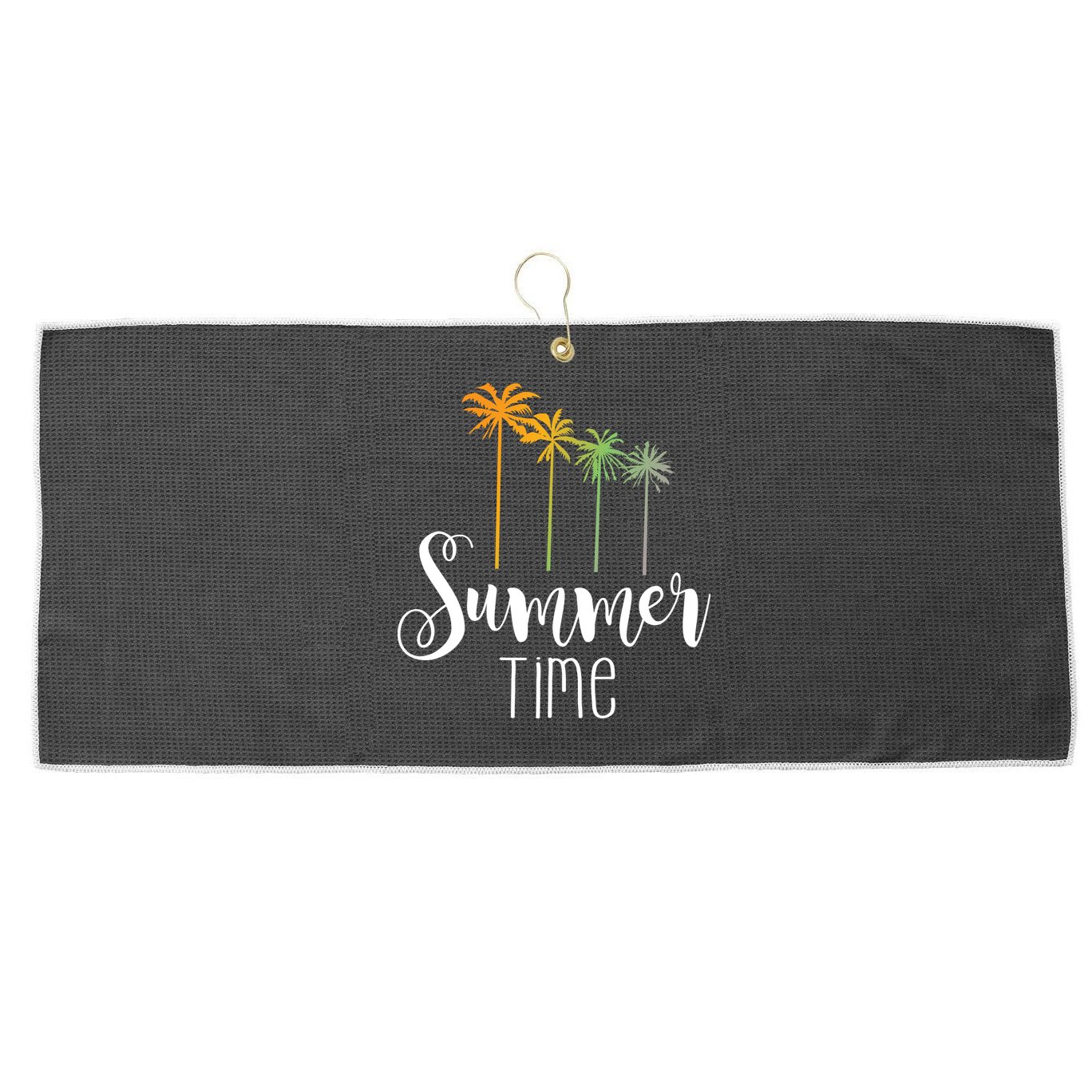 Summer Time Palm Tree Large Microfiber Waffle Golf Towel
