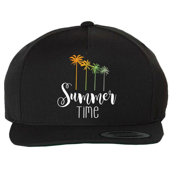 Summer Time Palm Tree Wool Snapback Cap