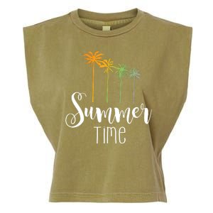 Summer Time Palm Tree Garment-Dyed Women's Muscle Tee