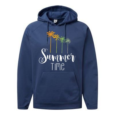 Summer Time Palm Tree Performance Fleece Hoodie