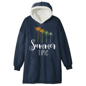 Summer Time Palm Tree Hooded Wearable Blanket