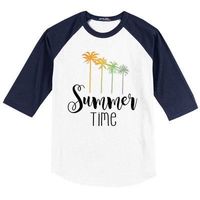 Summer Time Palm Tree Baseball Sleeve Shirt