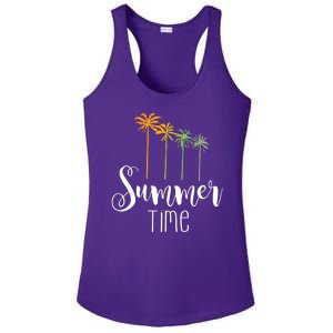 Summer Time Palm Tree Ladies PosiCharge Competitor Racerback Tank